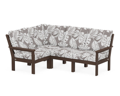 POLYWOOD® Vineyard 4-Piece Sectional in Mahogany / Leaf Grey Mist