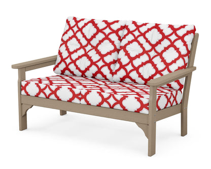 POLYWOOD® Vineyard Deep Seating Loveseat in Vintage Sahara / Trellis Crimson