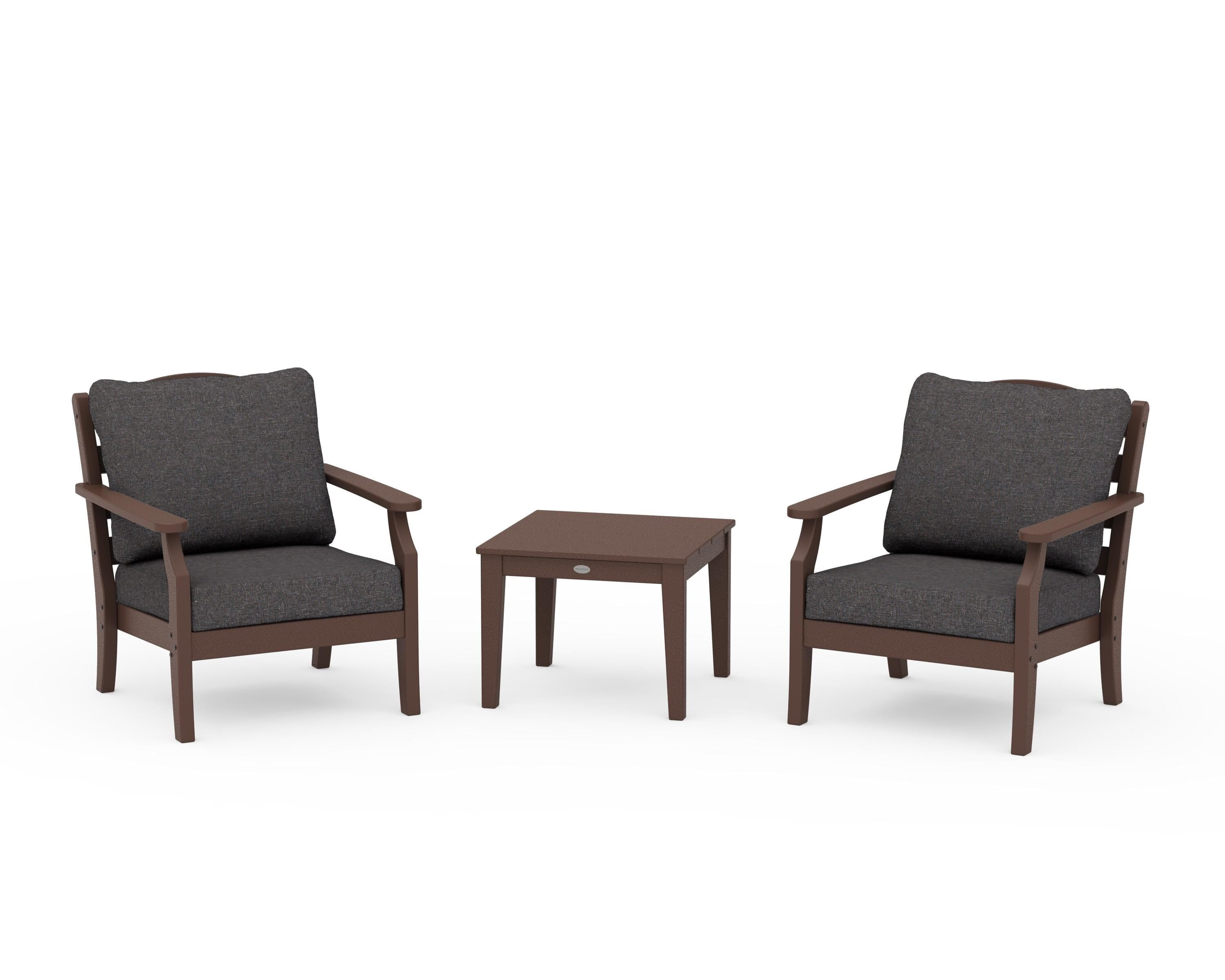 Draper James™ by  POLYWOOD® Savannah 3-Piece Deep Seating Set in Mahogany / Ash Charcoal