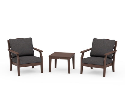 Draper James™ by  POLYWOOD® Savannah 3-Piece Deep Seating Set in Mahogany / Ash Charcoal