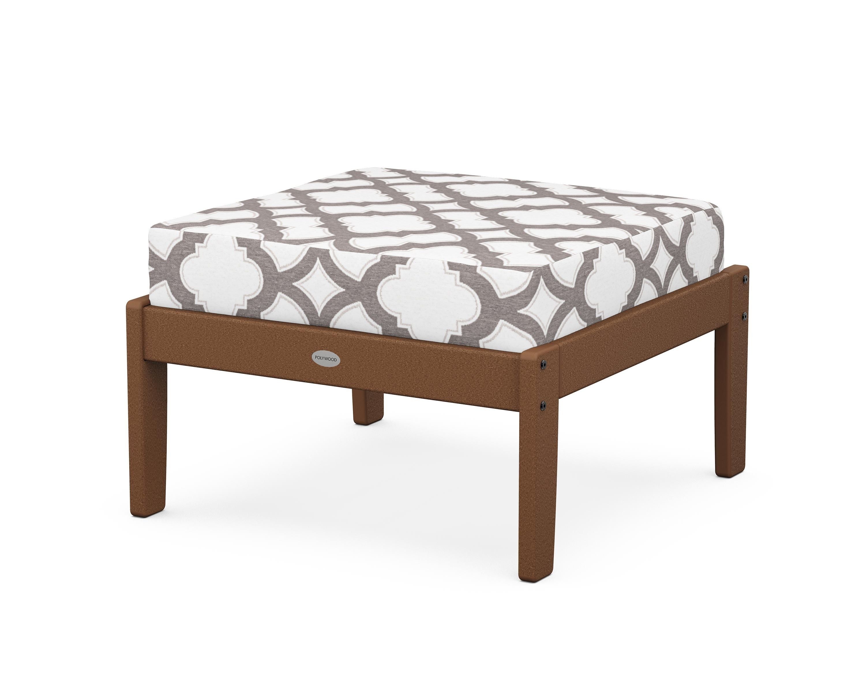 POLYWOOD® Braxton Deep Seating Ottoman in Teak / Trellis Grey Mist