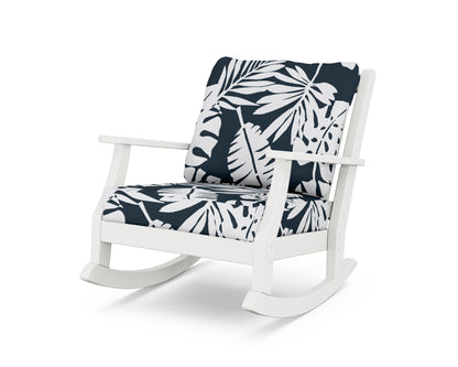 Country Living Wovendale Deep Seating Rocking Chair in White / Leaf Marine Indigo