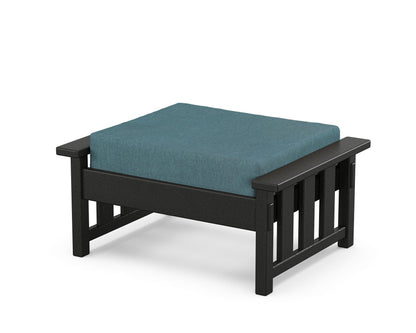 Martha Stewart by POLYWOOD® Acadia Deep Seating Ottoman in Black / Ocean Teal