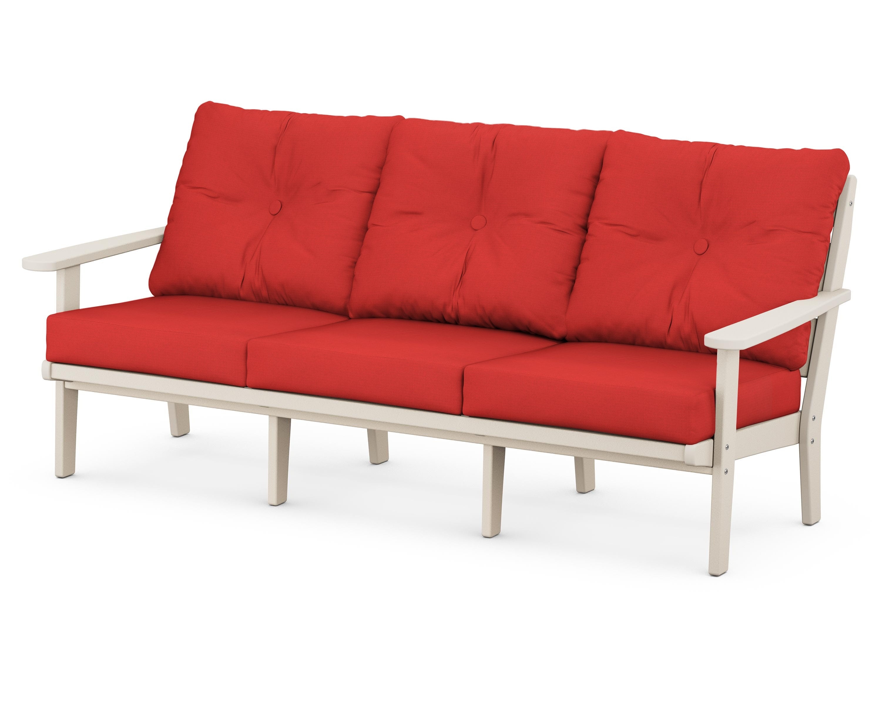 POLYWOOD® Lakeside Deep Seating Sofa in Sand / Crimson Linen
