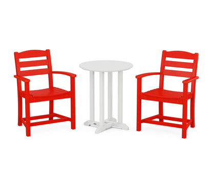 POLYWOOD® La Casa Café 3-Piece Round Bistro Dining Set in Sunset Red / White