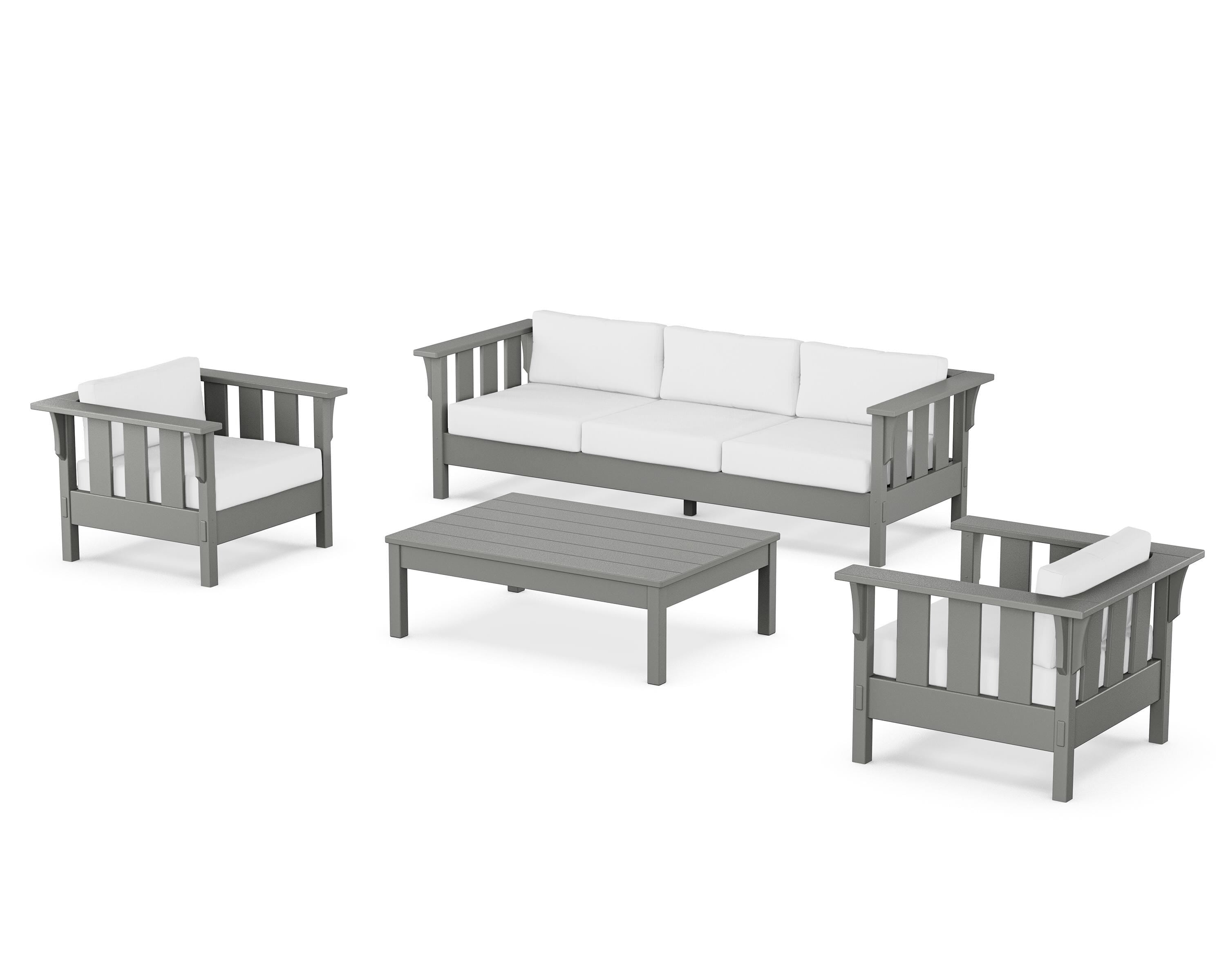 Martha Stewart by POLYWOOD® Acadia 4-Piece Deep Seating Set with Sofa in Slate Grey / Natural