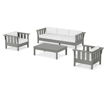 Martha Stewart by POLYWOOD® Acadia 4-Piece Deep Seating Set with Sofa in Slate Grey / Natural