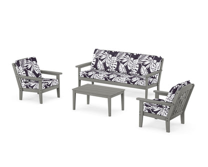 Country Living Cottage 4-Piece Deep Seating Set with Sofa in Slate Grey / Leaf Navy