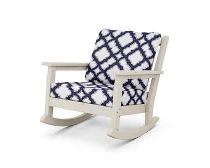 POLYWOOD® Chippendale Deep Seating Rocking Chair in Sand / Trellis Navy
