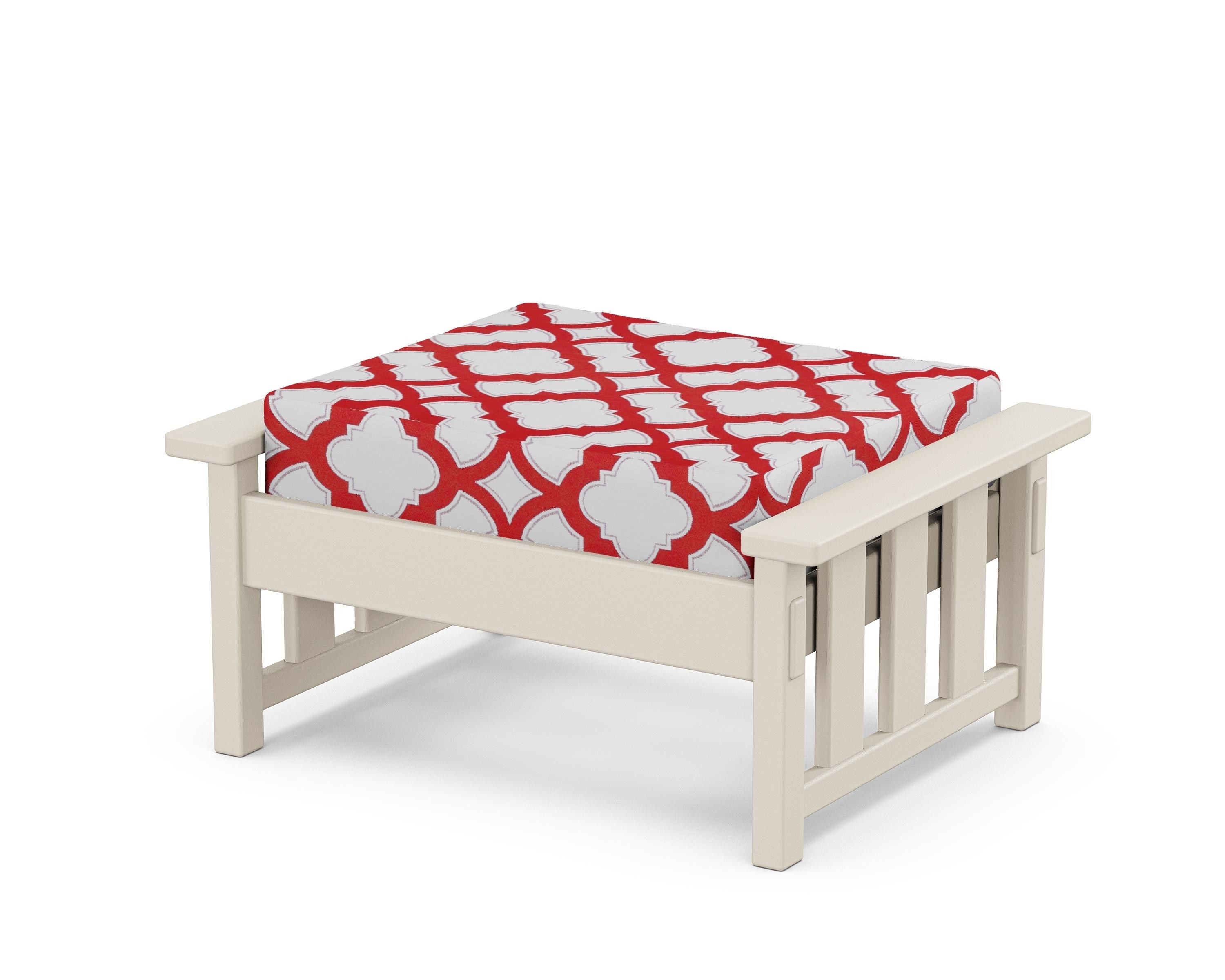 Martha Stewart by POLYWOOD® Acadia Deep Seating Ottoman in Sand / Trellis Crimson