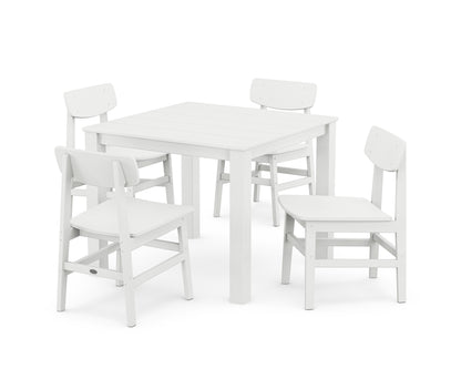 POLYWOOD® Modern Studio Urban Chair 5-Piece Parsons Dining Set in White