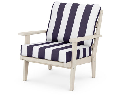 POLYWOOD® Grant Park Deep Seating Chair in Sand / Cabana Stripe Navy