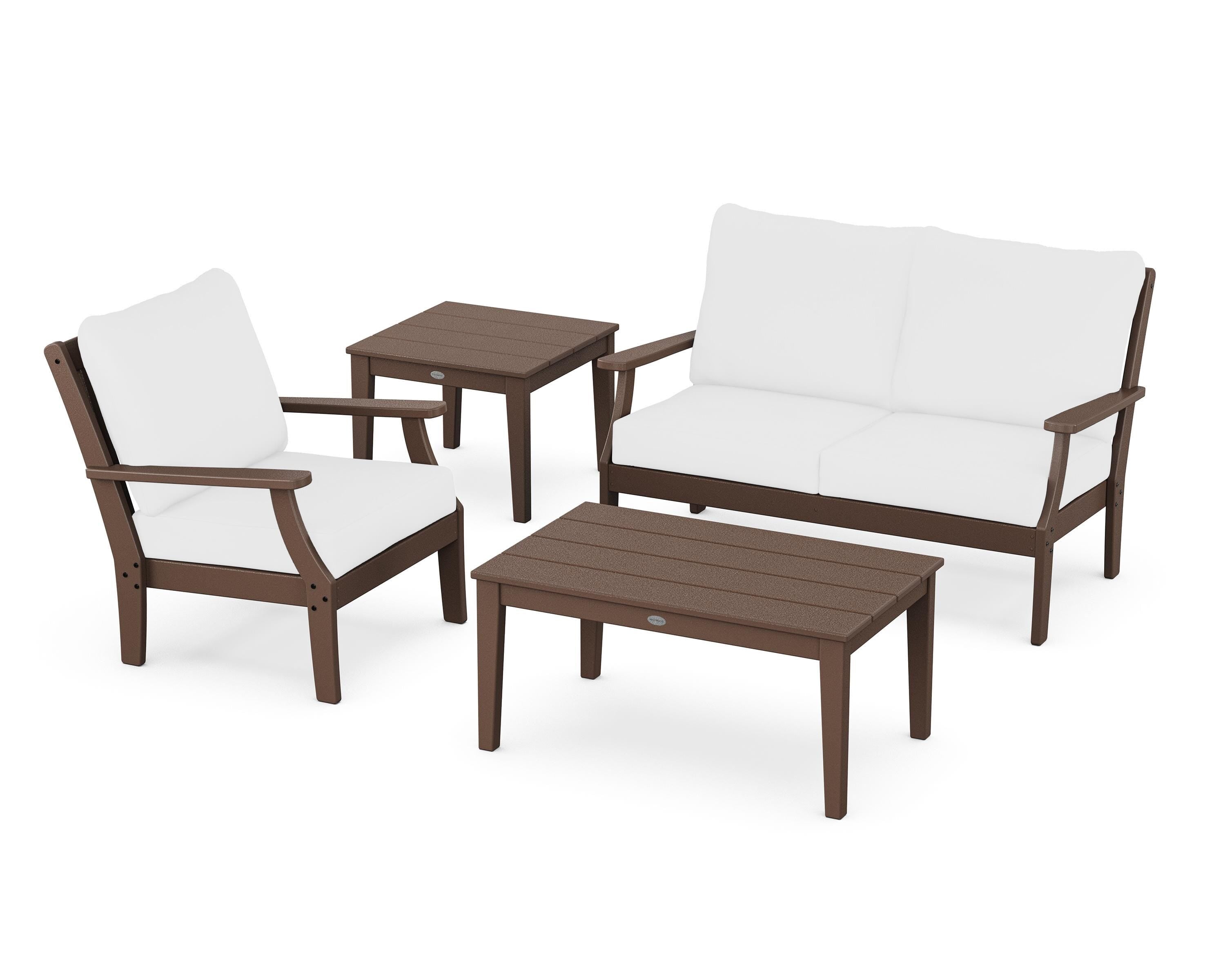 POLYWOOD® Braxton 4-Piece Deep Seating Set in Mahogany / Natural