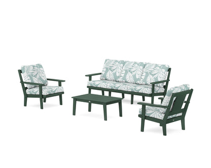 POLYWOOD® Prairie 4-Piece Deep Seating Set with Sofa in Green / Leaf Glacier Spa