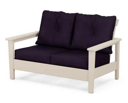 POLYWOOD® Prescott Deep Seating Loveseat in Sand / Navy Linen