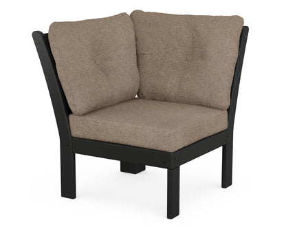 POLYWOOD® Vineyard Modular Corner Chair in Black / Spiced Burlap