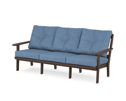 POLYWOOD® Mission Deep Seating Sofa in Mahogany / Sky Blue