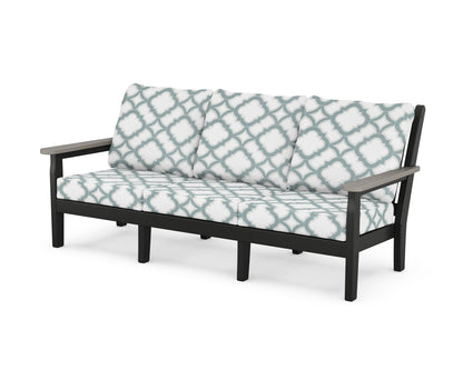 POLYWOOD® Chippendale Deep Seating Sofa in Black / Driftwood / Trellis Glacier Spa