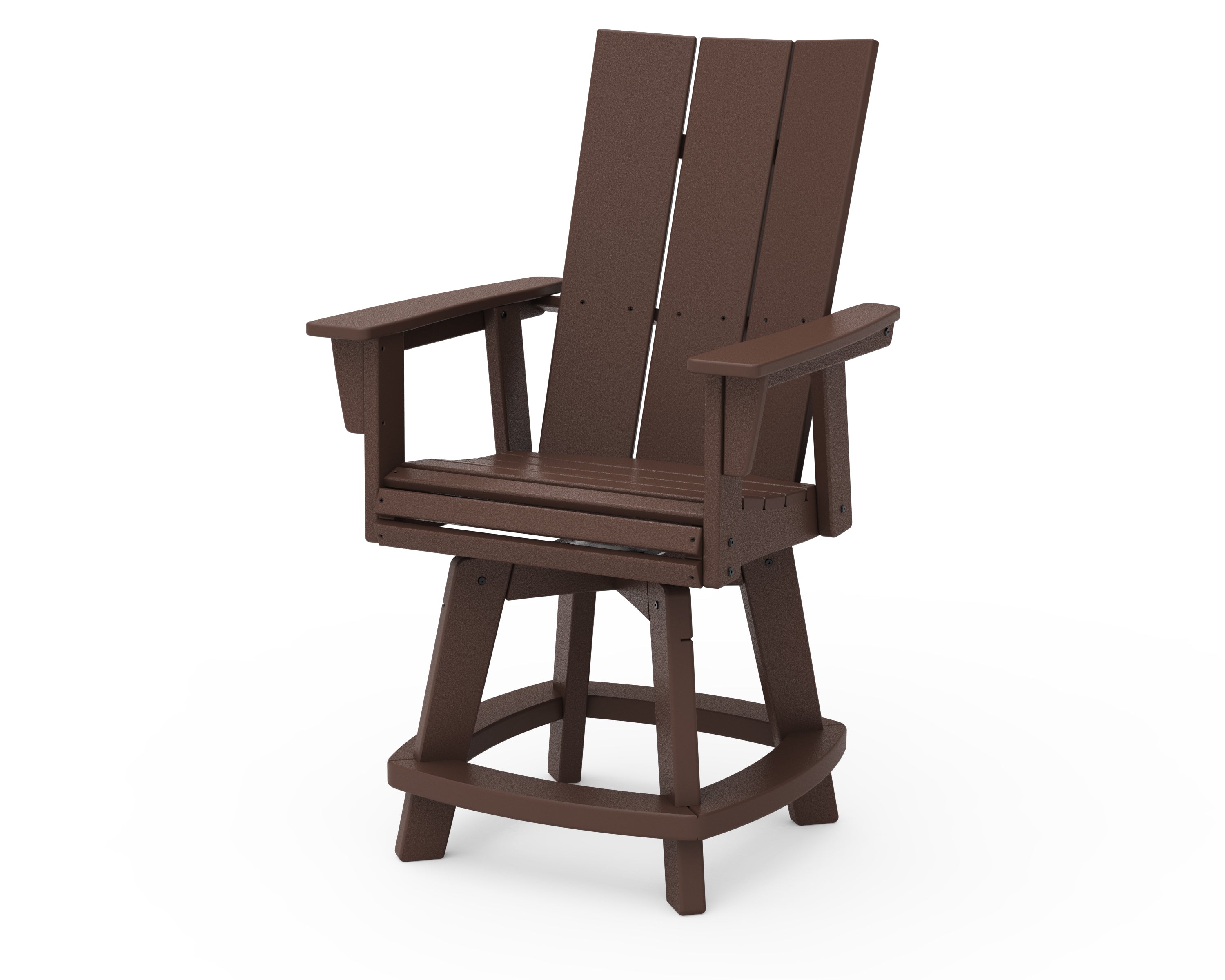 POLYWOOD® Modern Curveback Adirondack Swivel Counter Chair in Mahogany