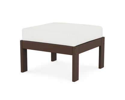 POLYWOOD® Vineyard Modular Ottoman in Mahogany / Natural Linen
