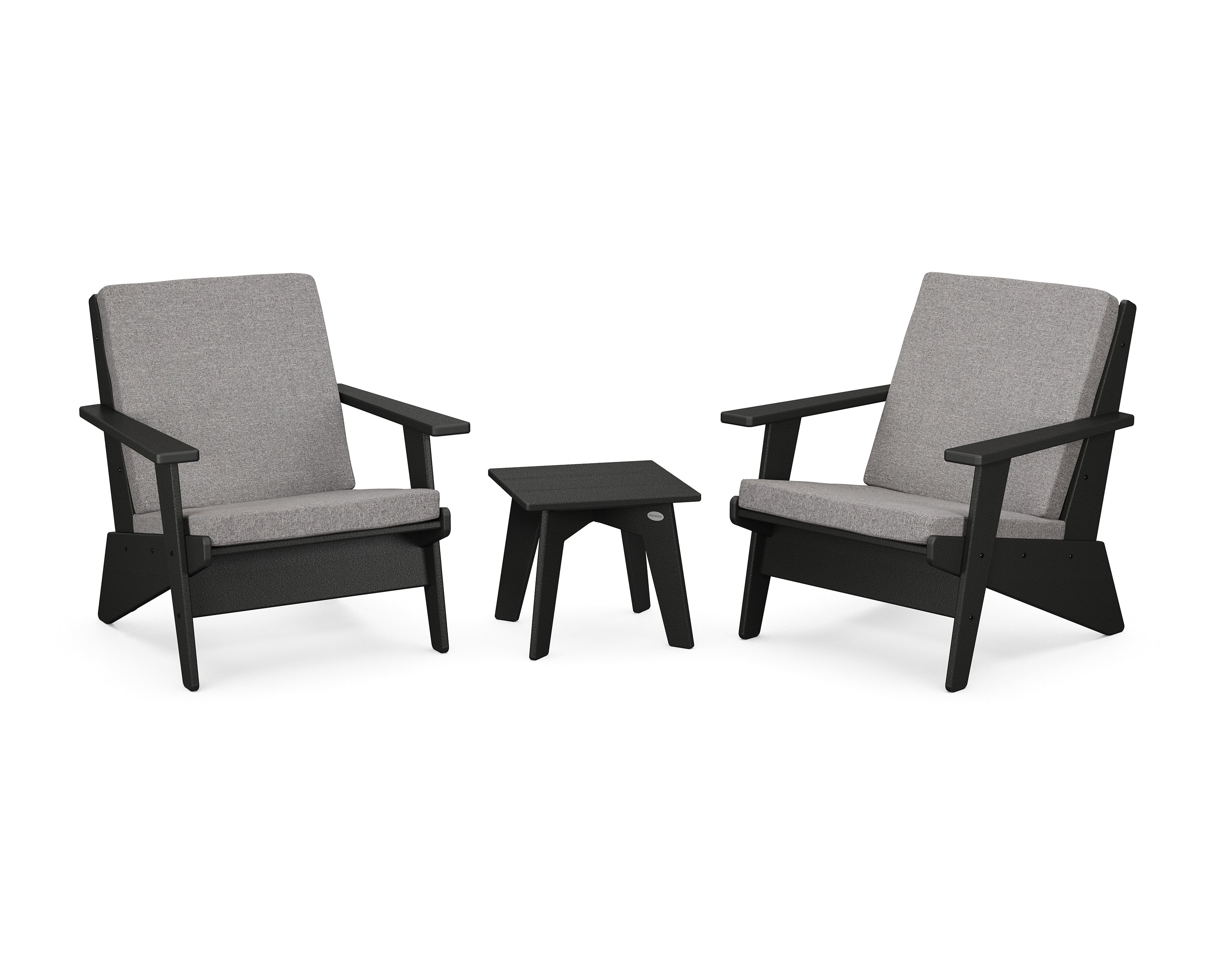 POLYWOOD® Riviera Modern Lounge 3-Piece Set in Black / Grey Mist