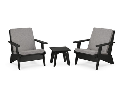POLYWOOD® Riviera Modern Lounge 3-Piece Set in Black / Grey Mist