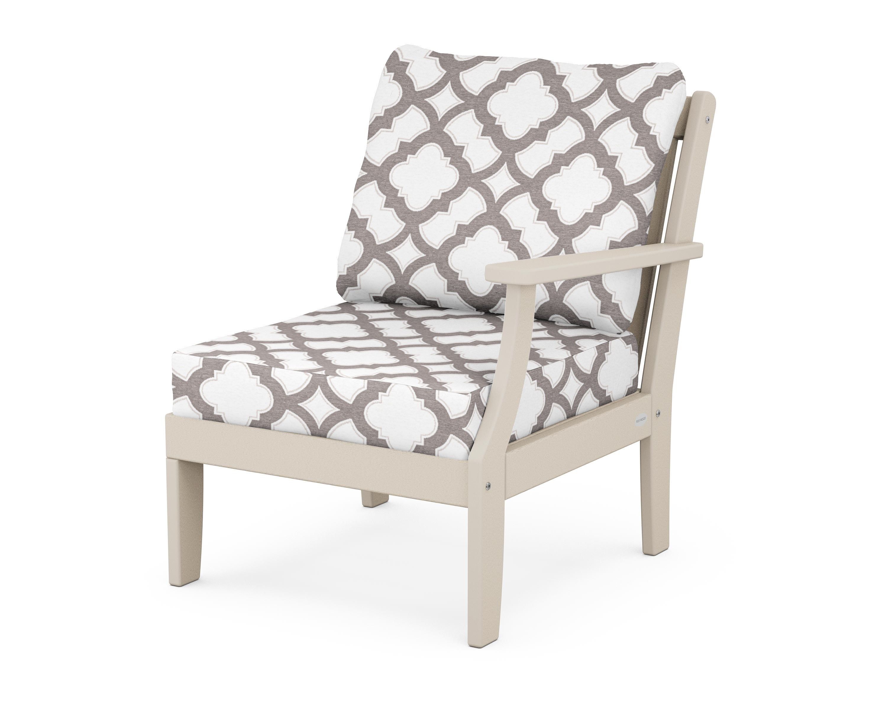 POLYWOOD® Braxton Modular Right Arm Chair in Sand / Trellis Grey Mist