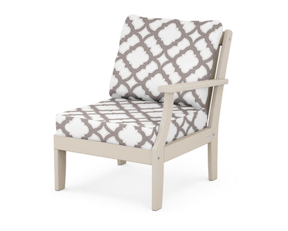 POLYWOOD® Braxton Modular Right Arm Chair in Sand / Trellis Grey Mist