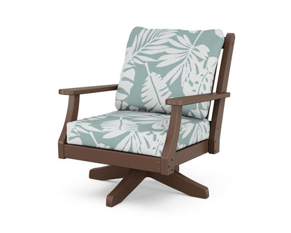Country Living Wovendale Deep Seating Swivel Chair in Mahogany / Leaf Glacier Spa