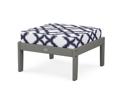 POLYWOOD® Braxton Deep Seating Ottoman in Slate Grey / Trellis Navy