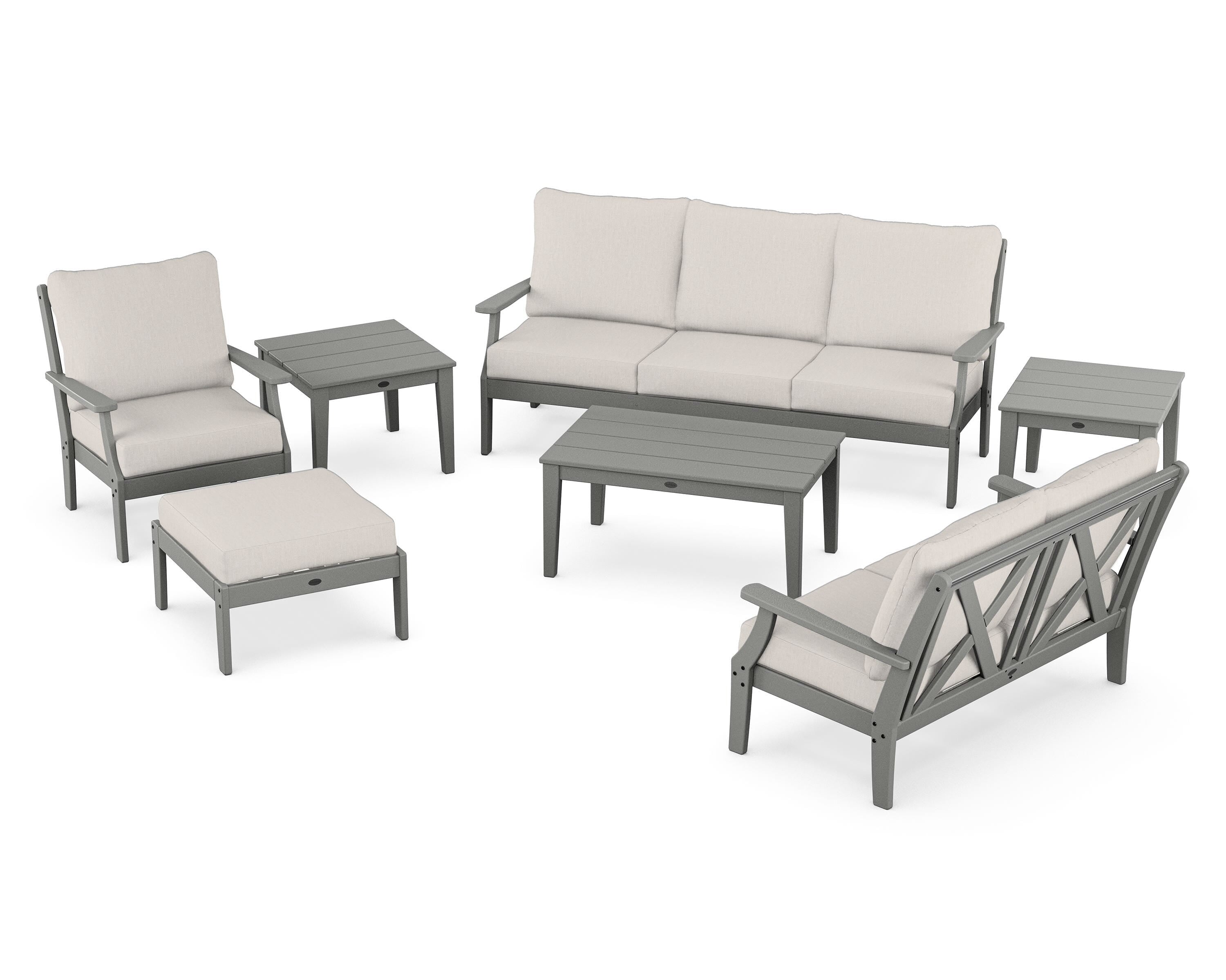 POLYWOOD® Braxton 7-Piece Deep Seating Set in Slate Grey / Cast Ash