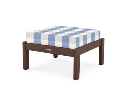 Martha Stewart by POLYWOOD® Chinoiserie Deep Seating Ottoman in Mahogany / Buffalo Plaid Sky Blue
