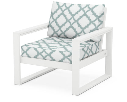 POLYWOOD® EDGE Club Chair in White / Trellis Glacier Spa