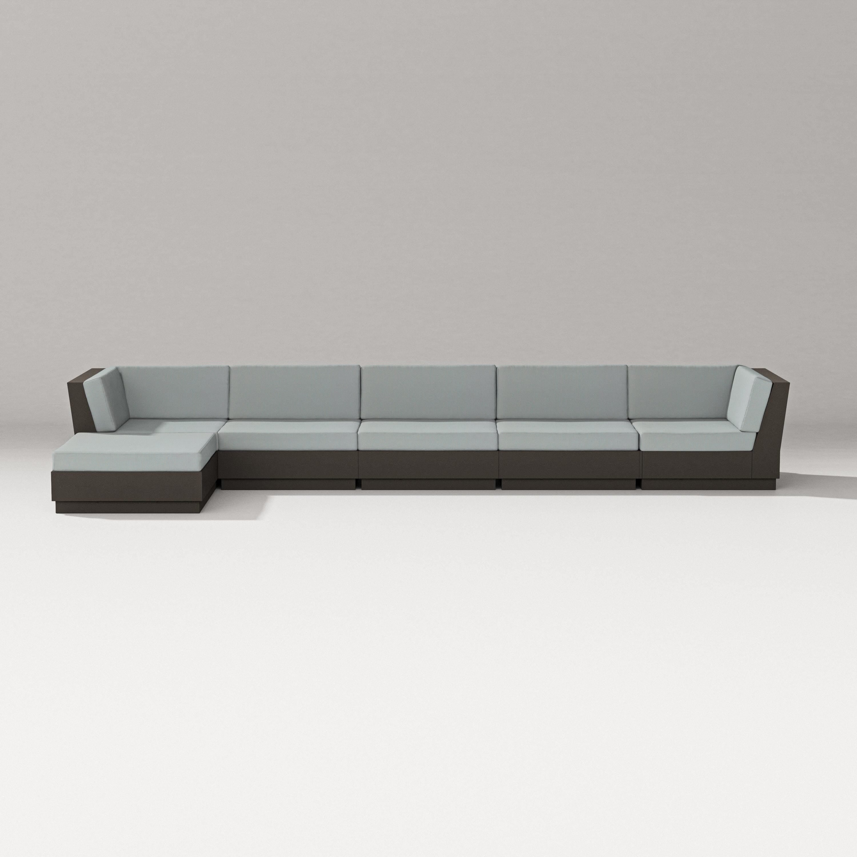 PW Designer Series Elevate 6-Piece Chaise Sectional in Vintage Coffee / Spa