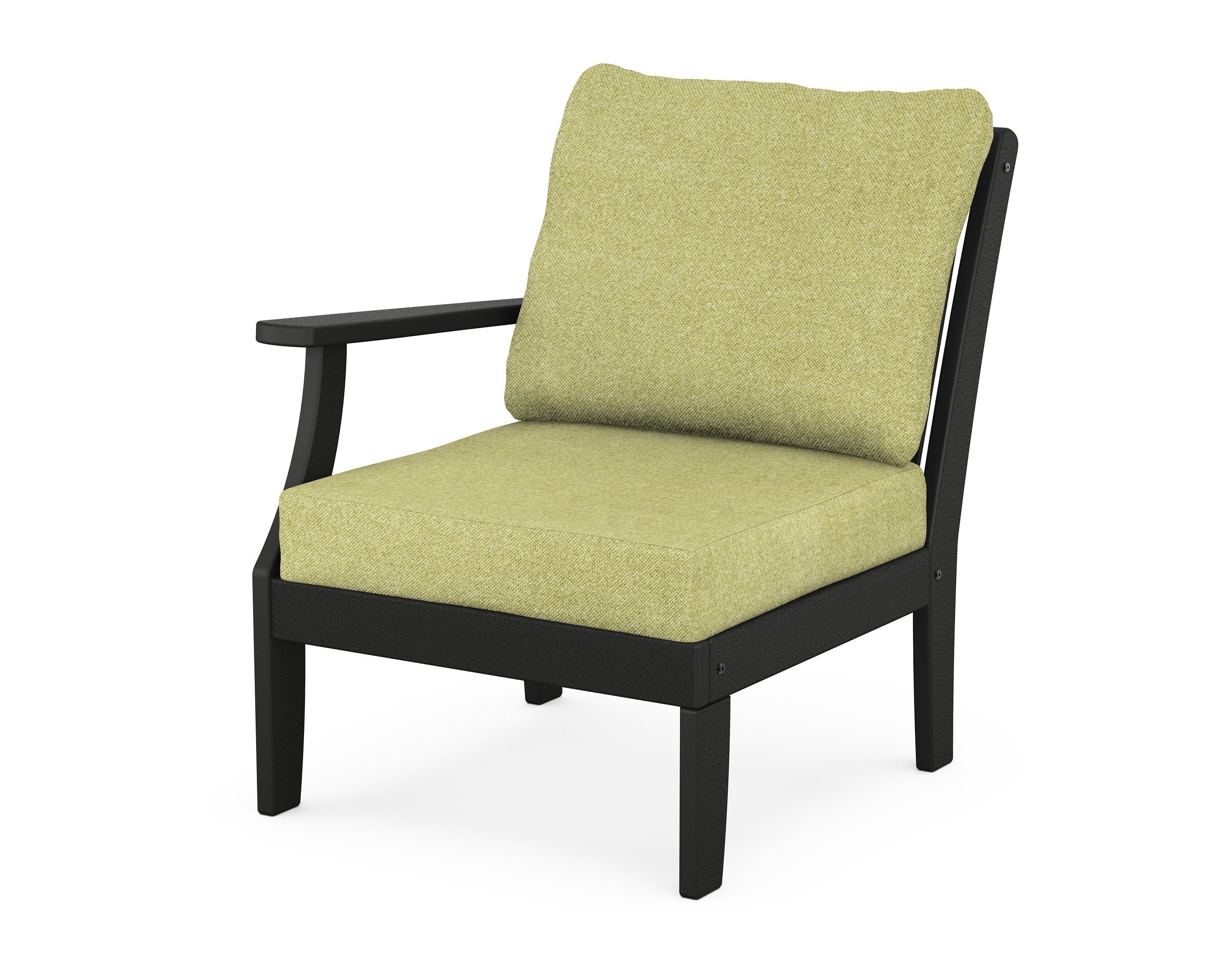 POLYWOOD® Braxton Modular Left Arm Chair in Black / Chartreuse Boucle