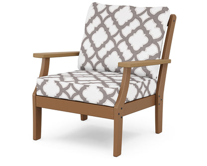 POLYWOOD® Braxton Deep Seating Chair in Teak / Natural / Trellis Grey Mist
