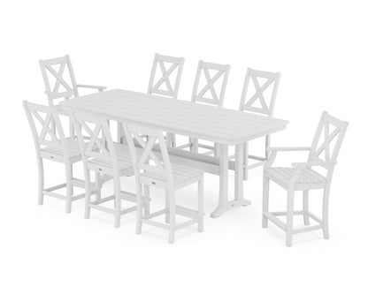 POLYWOOD® Braxton 9-Piece Counter Set with Trestle Legs in White