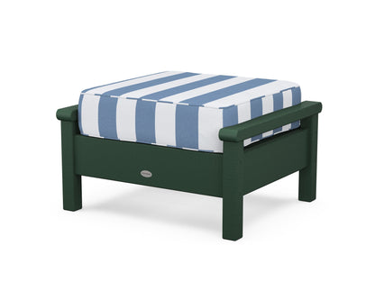 POLYWOOD® Harbour Deep Seating Ottoman in Green / Cabana Stripe Sky Blue