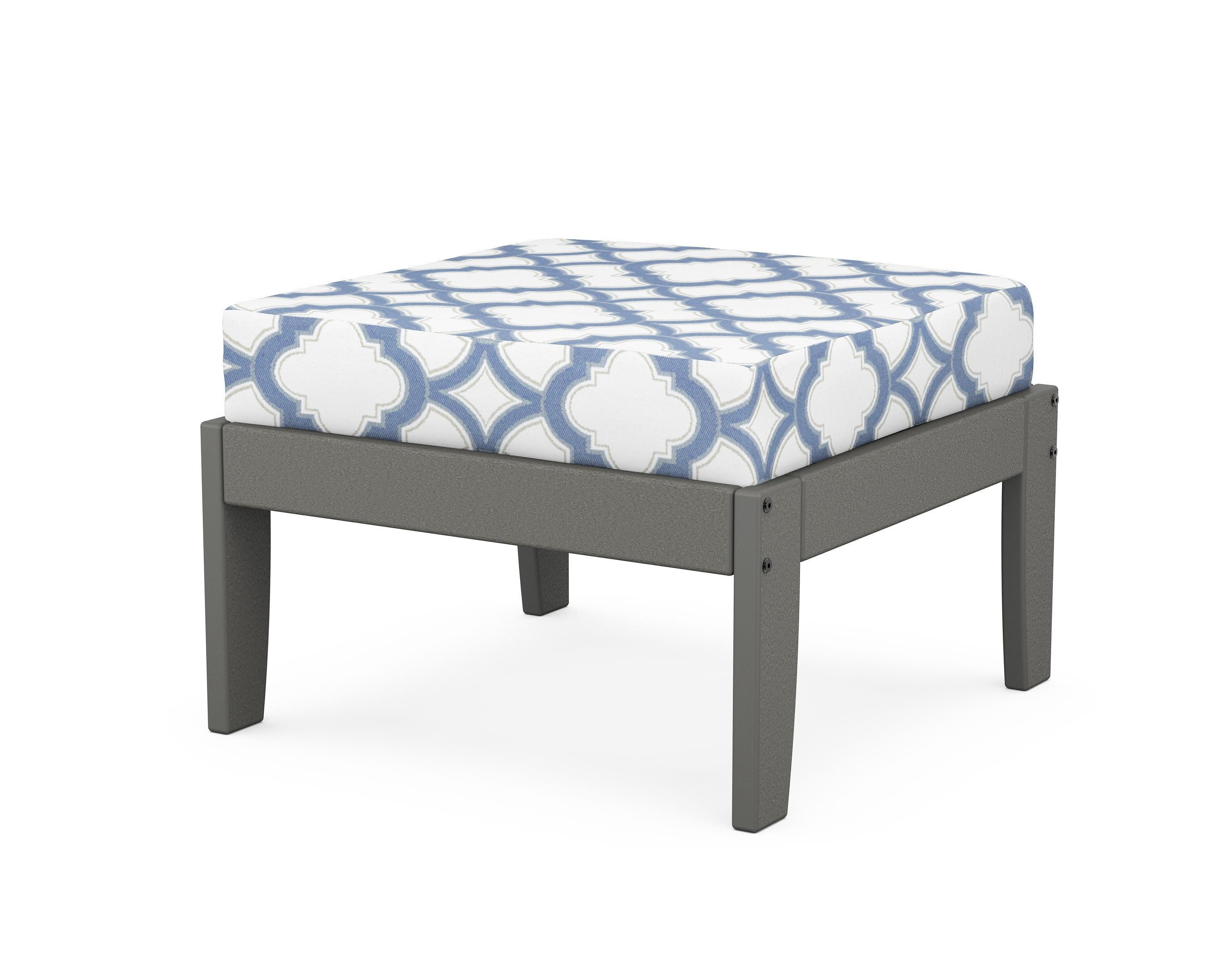 Unbranded Modular Ottoman - Classic in Slate Grey / Trellis Sky Blue