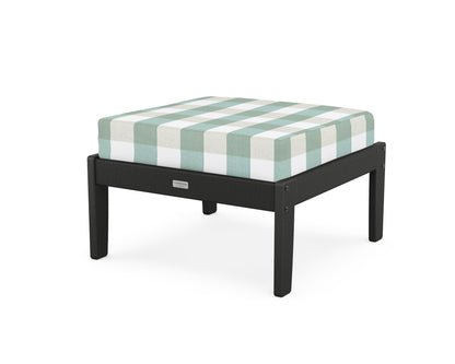 Country Living Cottage Deep Seating Ottoman in Black / Buffalo Plaid Glacier Spa