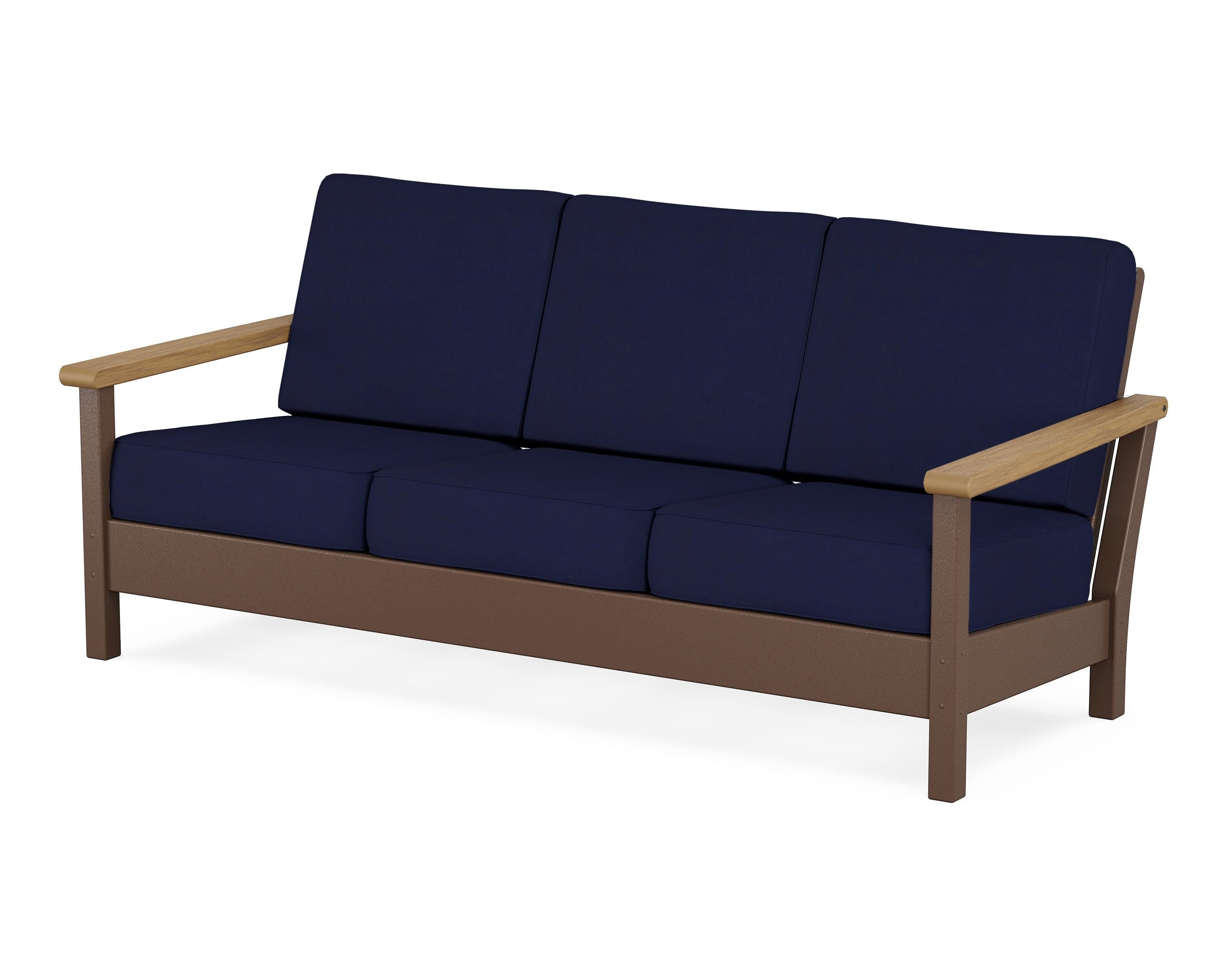 POLYWOOD® Harbour Deep Seating Sofa in Mahogany / Natural / Navy