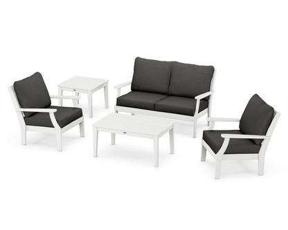 POLYWOOD® Braxton 5-Piece Deep Seating Set in White / Spectrum Carbon