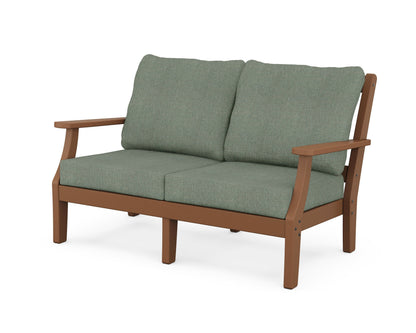 Martha Stewart by POLYWOOD® Chinoiserie Deep Seating Loveseat in Teak / Cast Sage