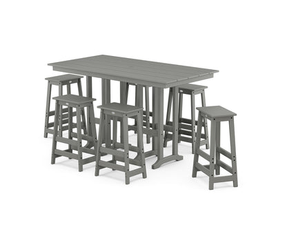 POLYWOOD® Modern Studio Bar Stool 7-Piece Set in Slate Grey