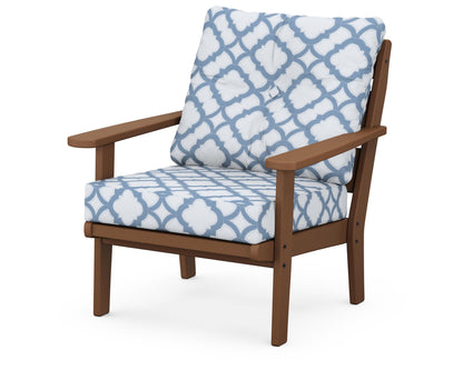 POLYWOOD® Lakeside Deep Seating Chair in Teak / Trellis Sky Blue