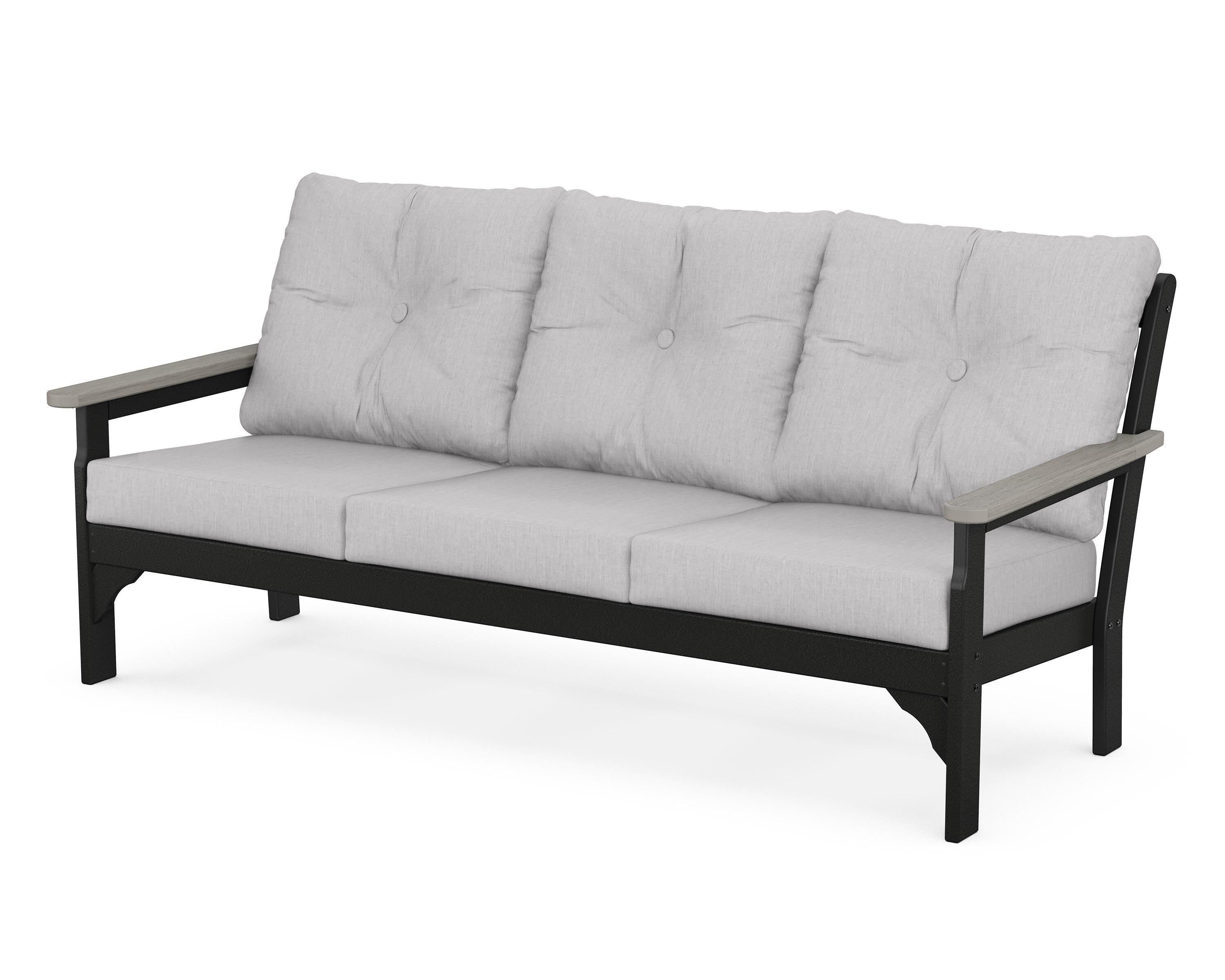 POLYWOOD® Vineyard Deep Seating Sofa in Black / Driftwood / Granite