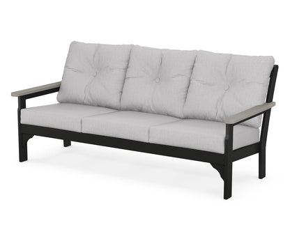 POLYWOOD® Vineyard Deep Seating Sofa in Black / Driftwood / Granite