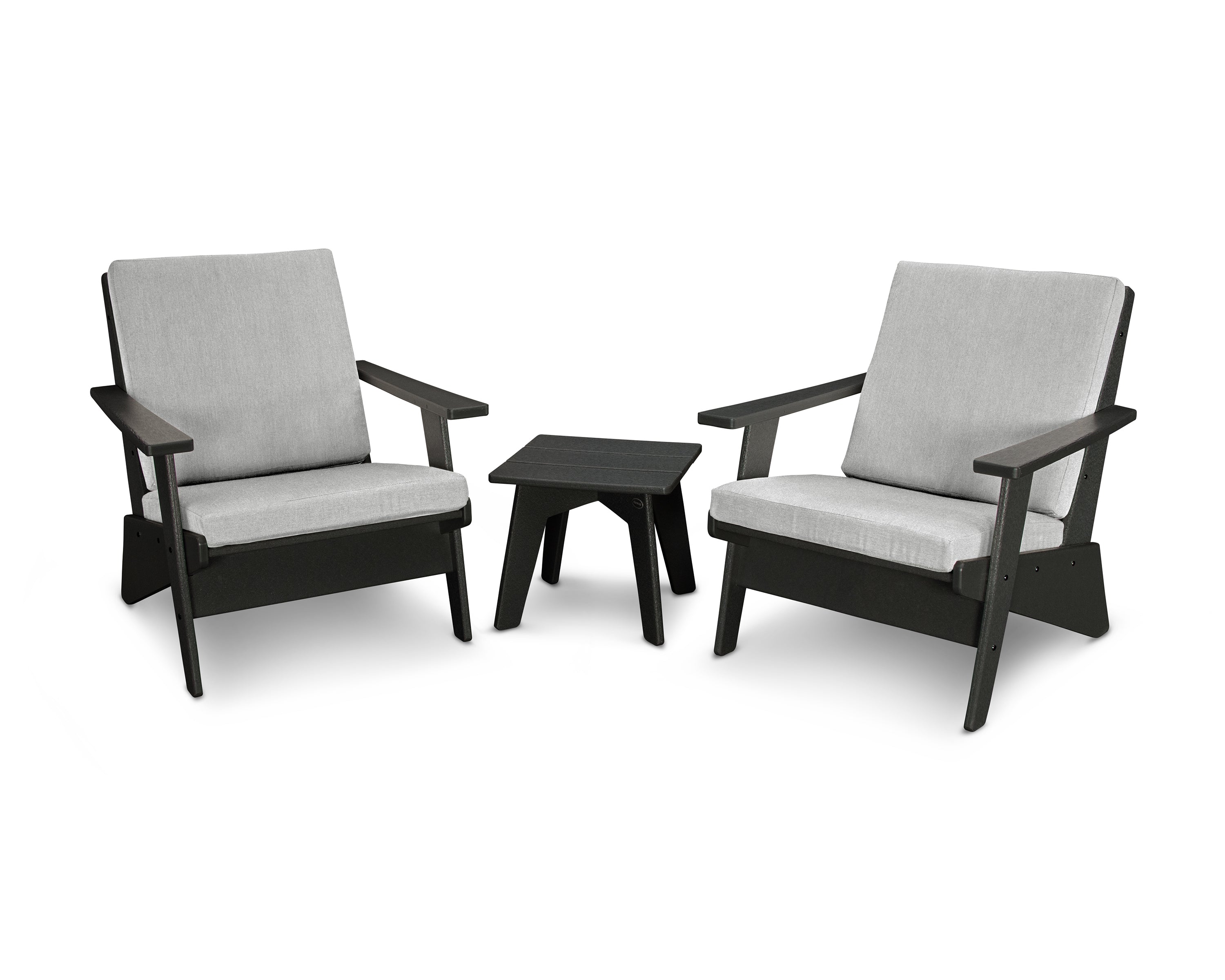 POLYWOOD® Riviera Modern Lounge 3-Piece Set in Black / Granite