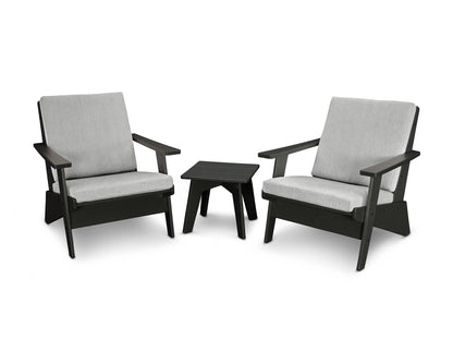 POLYWOOD® Riviera Modern Lounge 3-Piece Set in Black / Granite