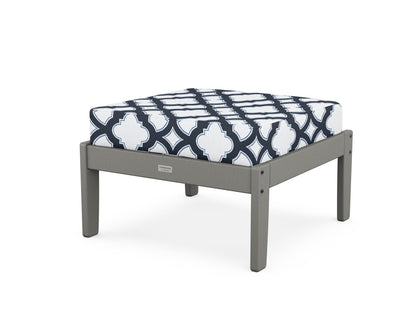 Country Living Cottage Deep Seating Ottoman in Slate Grey / Trellis Marine Indigo